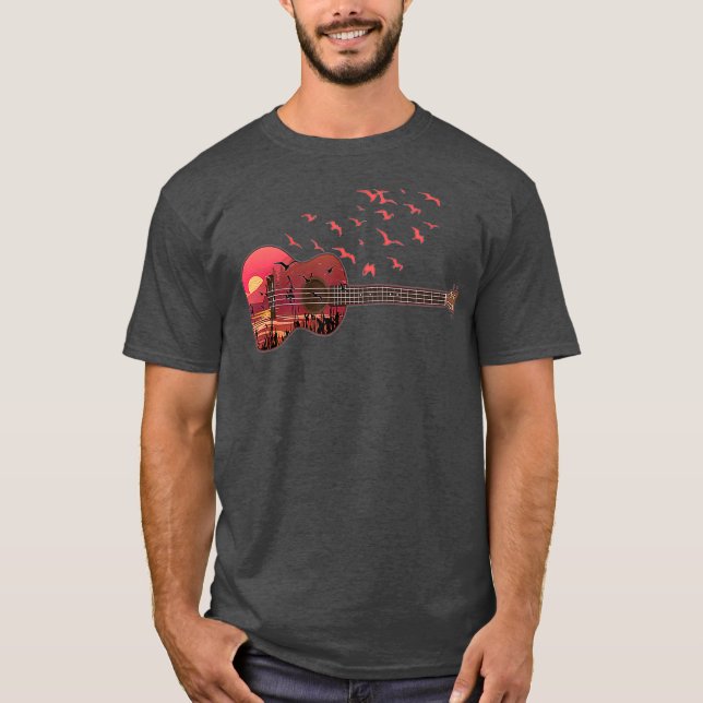 Ukulele  Uke Scenic Sunshine Sunset Landscape T Shirt (Framsida)
