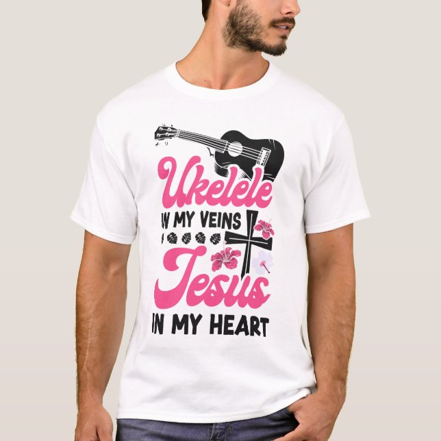 Ukulele Ukulele i mina hjärtan Jesus i mitt hjärta T Shirt (Framsida)