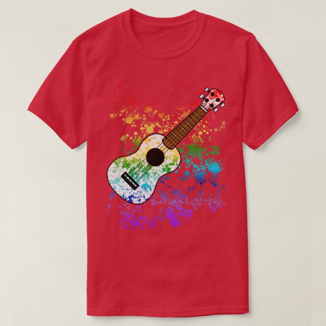 Ukulele Ukulelist Rainbow Färg Uke Player Music T Shirt (Design framsida)