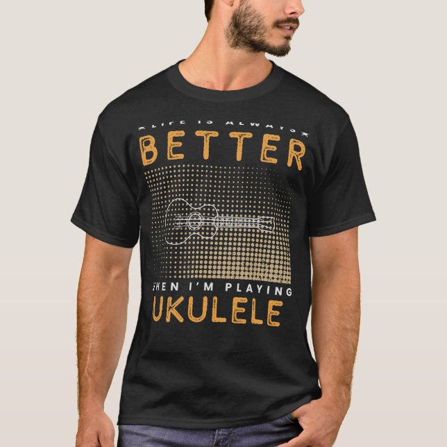 Ukulele Utopia: Strumming Smiles in Lifes Chorus T Shirt (Framsida)