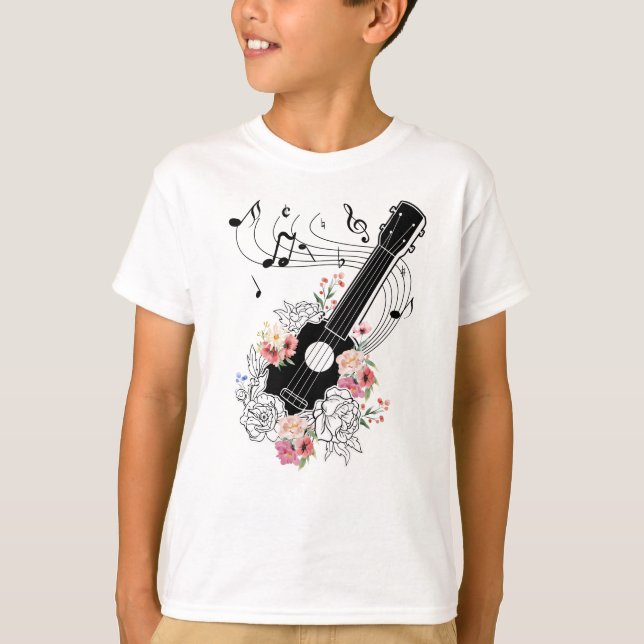 Ukulele with Flowers Gift T Shirt (Framsida)