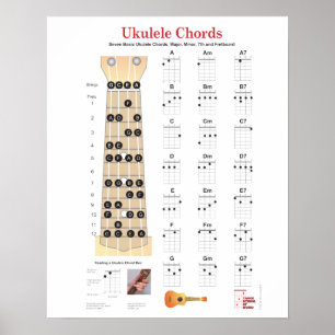Ukuleleackordfingret kartlägger, Fretboard med Poster