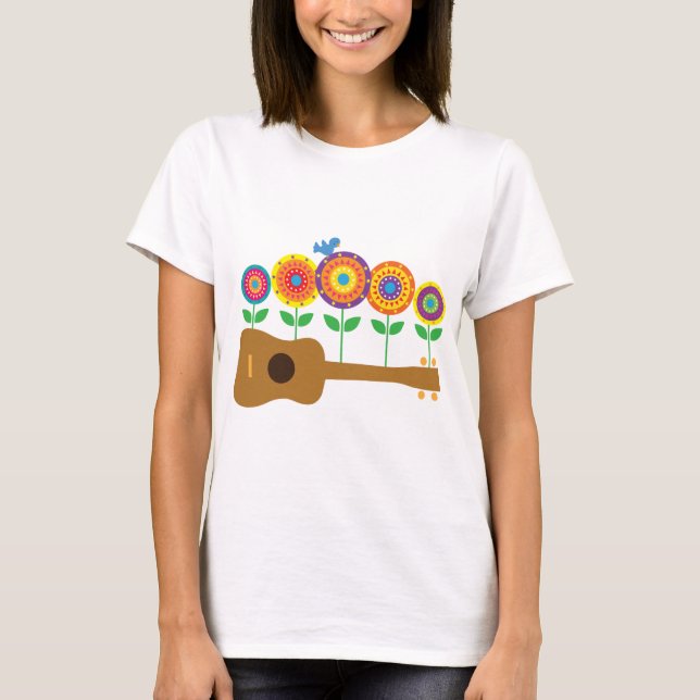 Ukuleleblommor T Shirt (Framsida)
