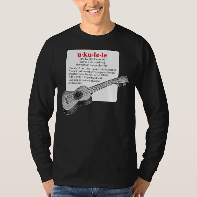 Ukuleledefinitionmanar mörk T-tröja för långärmad Tee (Framsida)