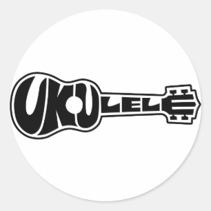 Ukulelelogotyp Runt Klistermärke