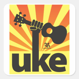 Ukulelen driver fyrkantigt klistermärke