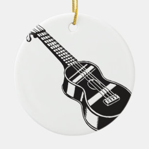 Ukulelen Hawaian instrumenterar den gulliga unika Julgransprydnad Keramik