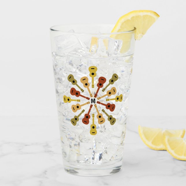 Ukuleles anpassningsbar monogram pint glas (Bakside Is)