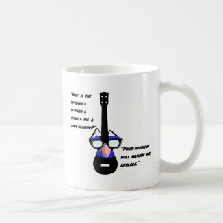 Ukuleles och gräsklippare kaffemugg