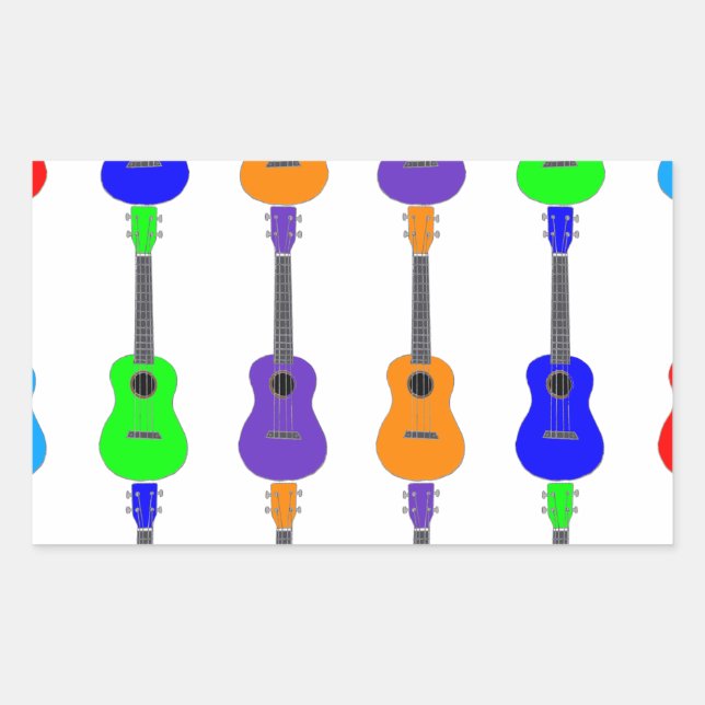 Ukuleles Rektangulärt Klistermärke (Framsida)