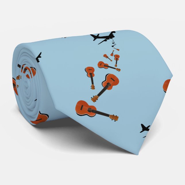 Ukuleles släpps från flygplan slips (Rullad)