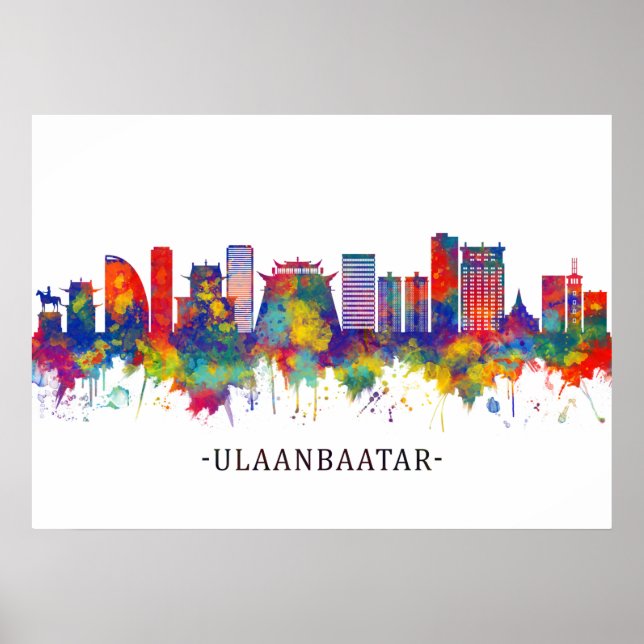 Ulaanbaatar Mongolia Skyline Poster (Framsidan)