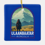Ulaanbaatar Mongolia Travel Art Vintage Julgransprydnad Keramik<br><div class="desc">Ulaanbaatar-reflektorrutans utformning. Det ligger i Tuuldalen,  som gränsar till Bogd Khan Uul-nationalparken.</div>