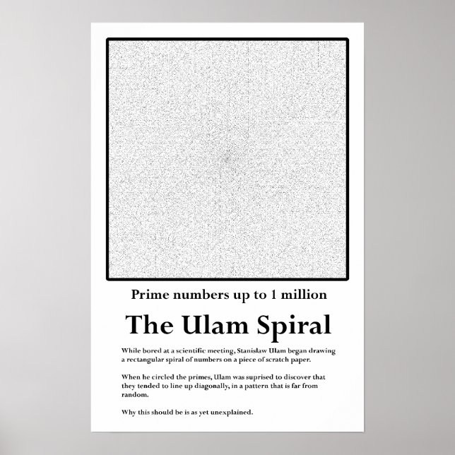 Ulam Prime Number Spiral Poster (Framsidan)