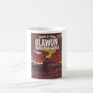 Ulawun Papua Nya Guineas tecknad för vintage poste Kaffemugg