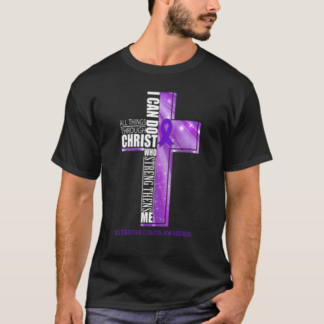 Ulcerative Colitis Awareness Christian Kor Ribbo T Shirt (Framsida)