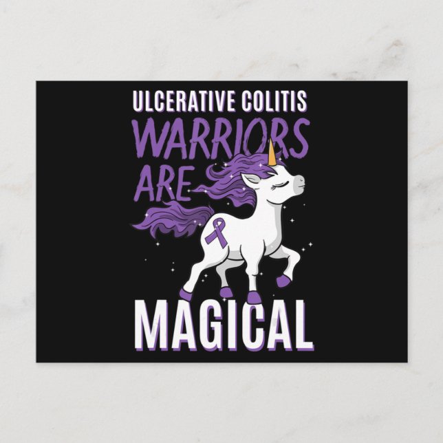 Ulcerative Colitis Awareness IBD Unicorn Lila Ri Vykort (Framsida)