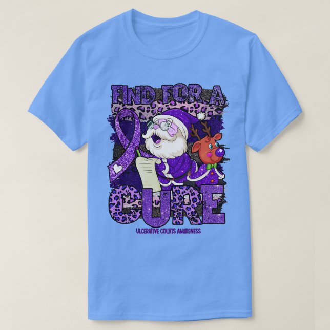 Ulcerative Colitis Awareness leopard christmas cur T Shirt (Design framsida)