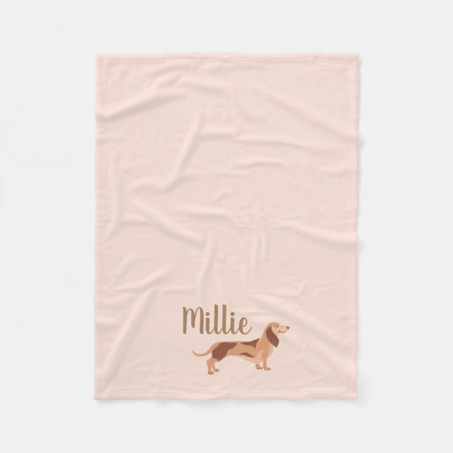 Ull dachshund baby Blanket, liten Fleecefilt (Framsidan)