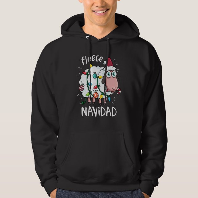 Ull Feliz Navidad Cute Sheep jul Hoodie (Framsida)