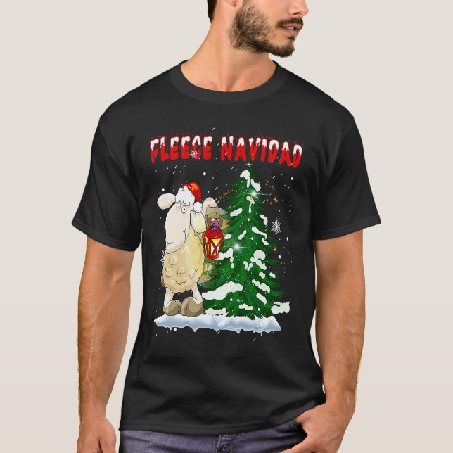 Ull Feliz Navidad Cute Sheep-jul T Shirt (Framsida)