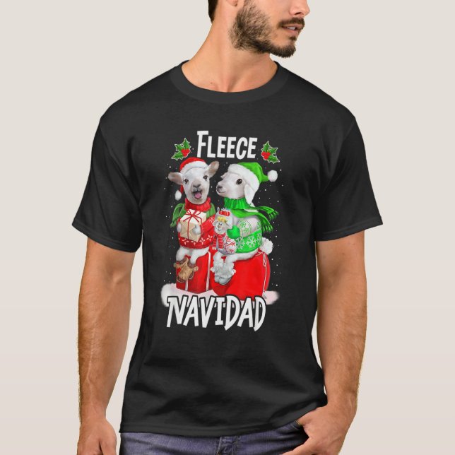Ull Feliz Navidad Cute Sheep jul T Shirt (Framsida)
