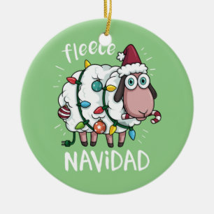 Ull Feliz Navidad Funny Cute Sheep jul Julgransprydnad Keramik