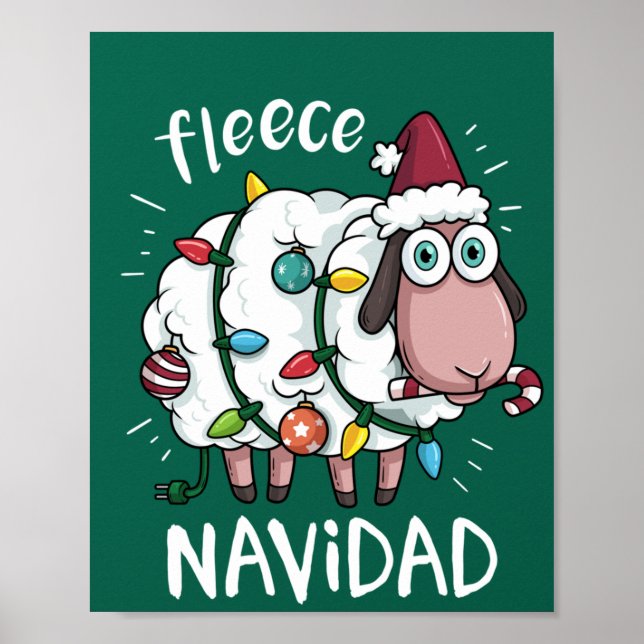 Ull Feliz Navidad Funny Cute Sheep jul Poster (Framsidan)
