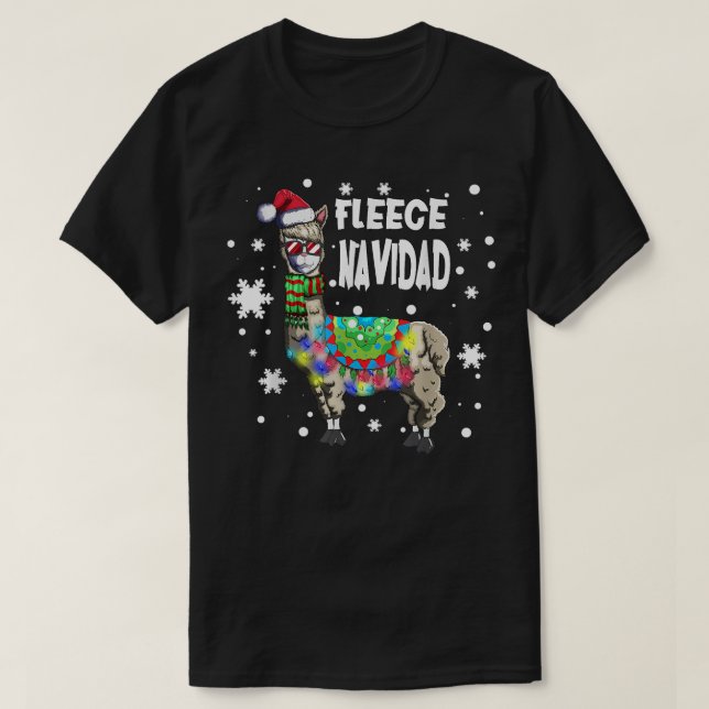 Ull Feliz Navidad Llama Julafton String Ljus Llam T Shirt (Design framsida)