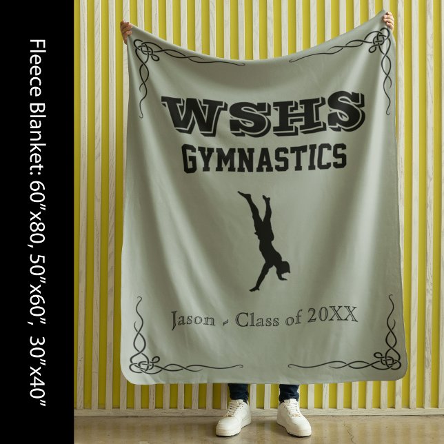Ull Med Blanket Black Text för killar Fleecefilt (Gym Team Fleece Med Blanket Black Text for Guys)