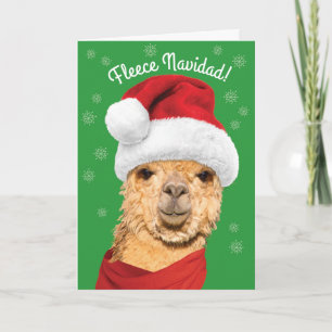 Ull Navidad Cute Alpaca i jultomten Helgkort