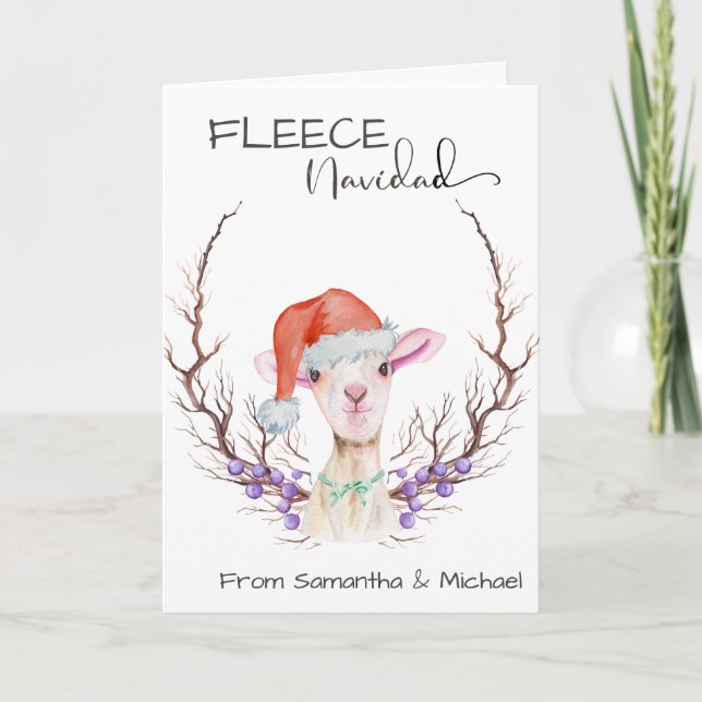 Ull Navidad Cute Lamb jul Kort (Framsida)