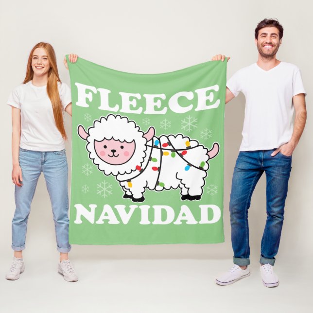 Ull Navidad Feliz Funny jul Kawaii Sheep Fleecefilt (På plats)