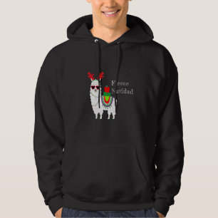Ull Navidad Feliz Llama Cute Alpaca jul F Hoodie