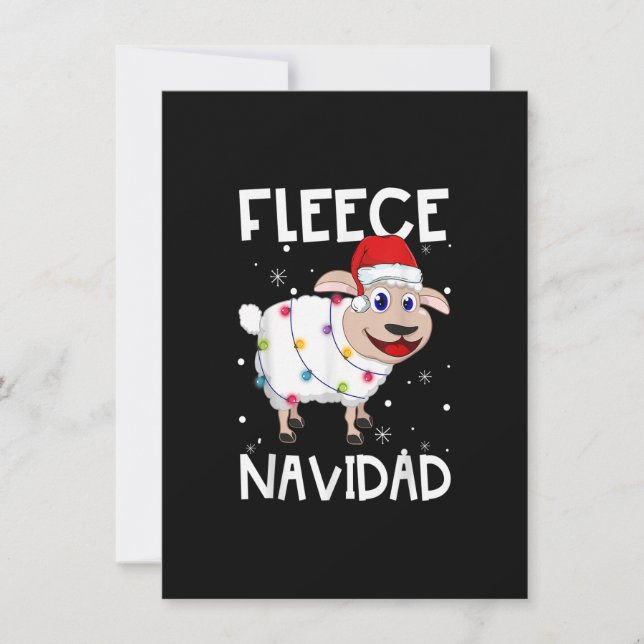 Ull Navidad Funny Feliz Sheep Ljus jul Inbjudningar (Framsida)