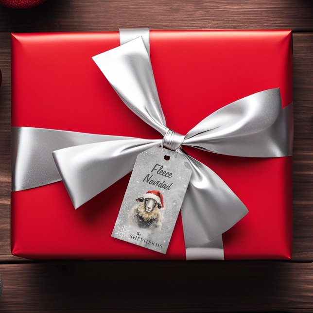 Ull Navidad Grått Får julklapp Märkre Presentetikett (Skapare uppladdad)