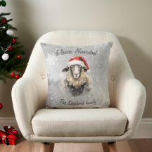 Ull Navidad Helgdag Grått Red Sheep Dekorativ kudd