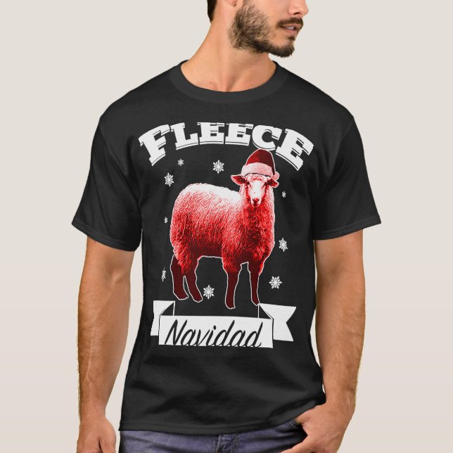 Ull Navidad-julfår Lamb Feliz Julafton Pu T Shirt (Framsida)
