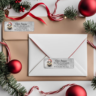 Ull Navidad Santa Sheep Return-adressetikett Returadress Etikett