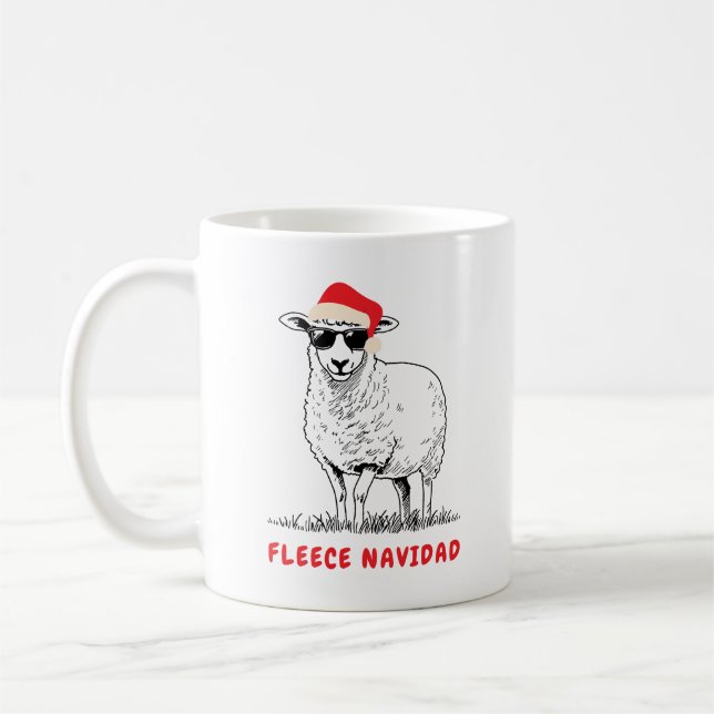 Ull Navidad Sheep i Sunglass Kaffemugg (Vänster)