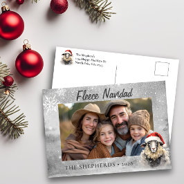 Ull Navidad Sheep Photo Helgdag vykort
