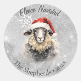 Ull Navidad Sheep Snowy jul Runt Klistermärke