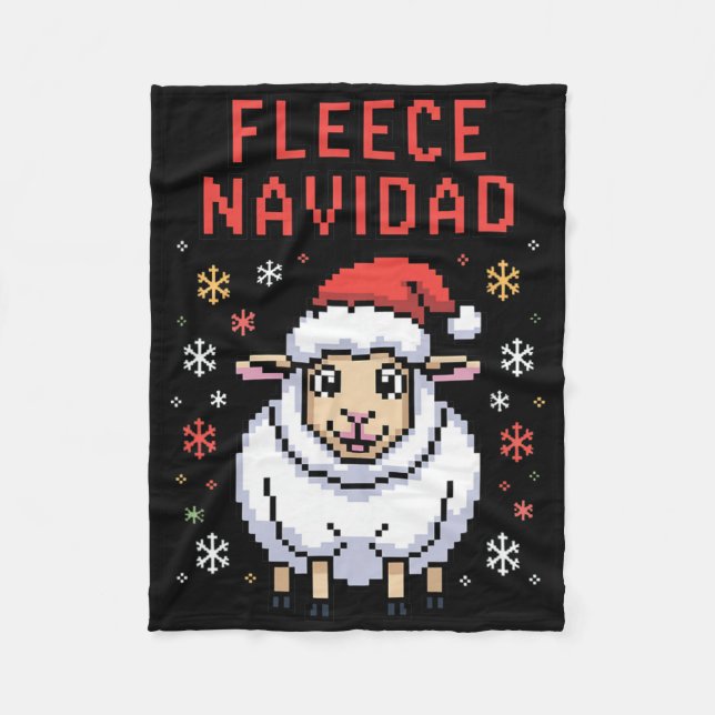 Ull Navidad Ugly Sweater Funny julfår Fleecefilt (Framsidan)