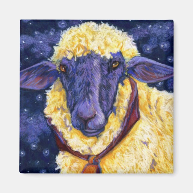 Ull på jorden - Starry Night Sheep Magnet (Framsidan)