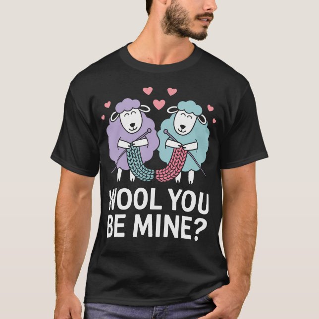 Ull Skulle Du Vara Min Roliga Får Stickning T Shirt (Framsida)