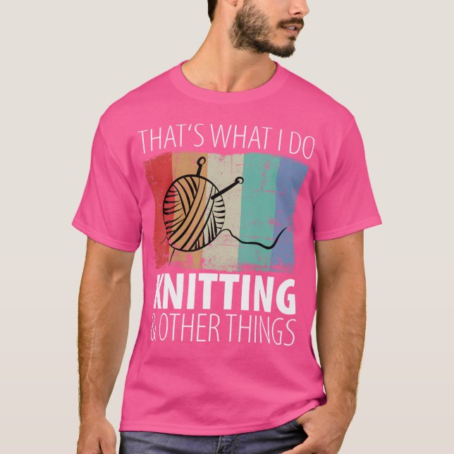 Ull Stickning Virka Ull Virkning Rolig Stickning T Shirt (Framsida)