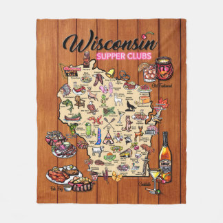 Ull Throw - Wisconsin Supper Klubb Karta Fleecefilt