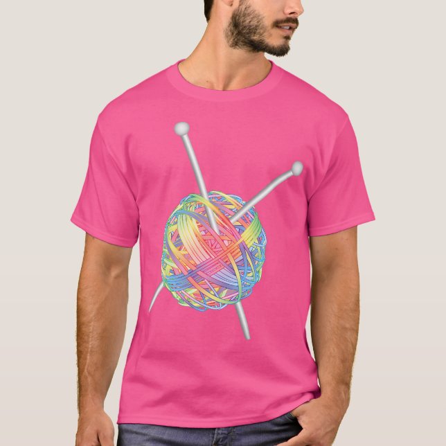 Ullboll med regnbågsstickor t shirt (Framsida)