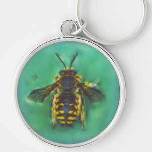Ullbroder Bee Rund Silverfärgad Nyckelring