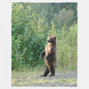 Ullfilt 60x80 av den stå grizzlybjörnen fleecefilt